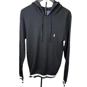 Polo Ralph Lauren Hoodie Men’s S Black Red Pony Thermal Waffle Knit Pullover